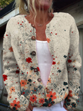 Pull cardigan boutonné à imprimé floral vintage