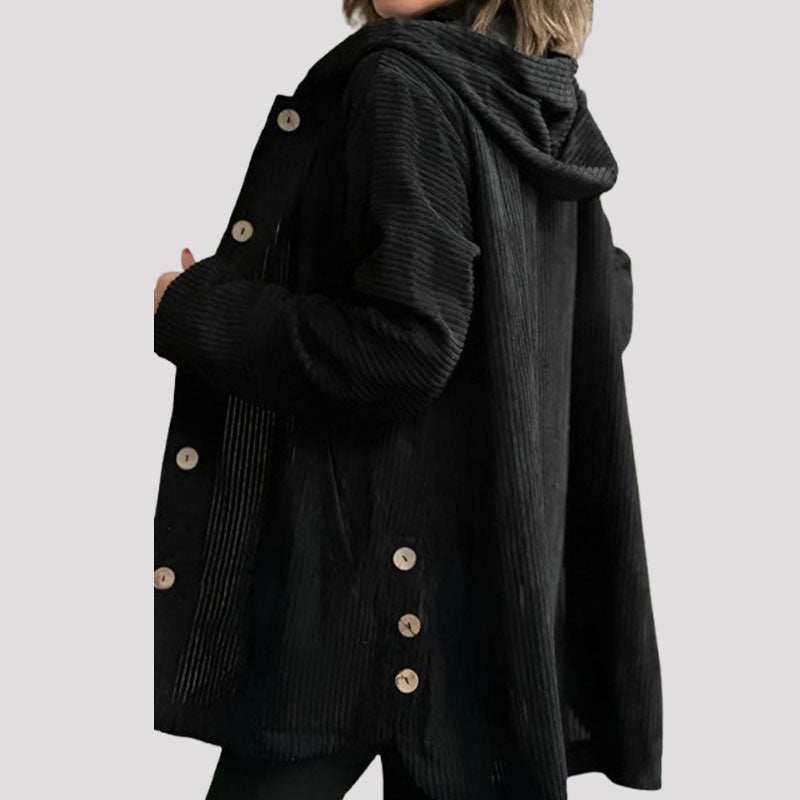 Veste à hoode en velours casual pour l'automne 