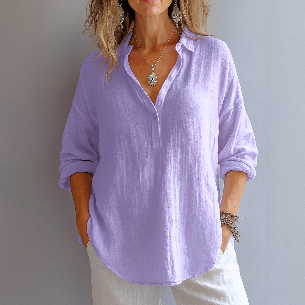 MARIANNE™ | ELEGANT LINEN BLOUSE WITH V-NECK