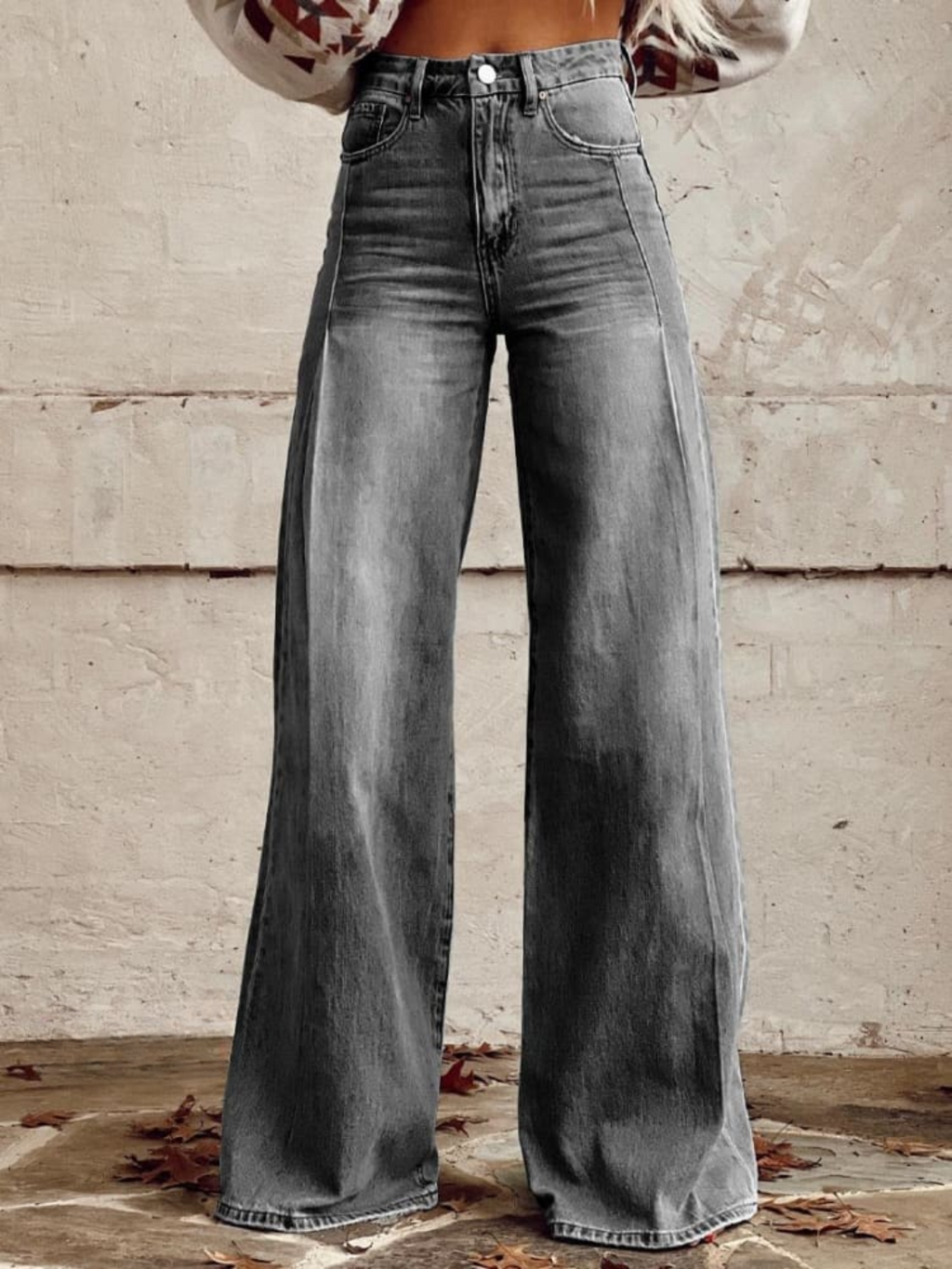 Layla | Pantalon classique à jambes larges délavé clair