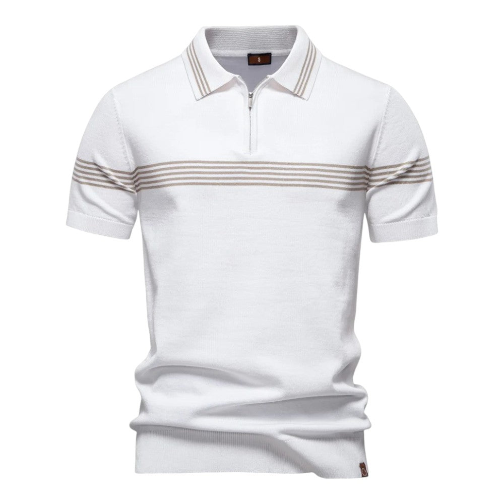 Milan™ | Modern men's polo shirt with zip and contrast stripes