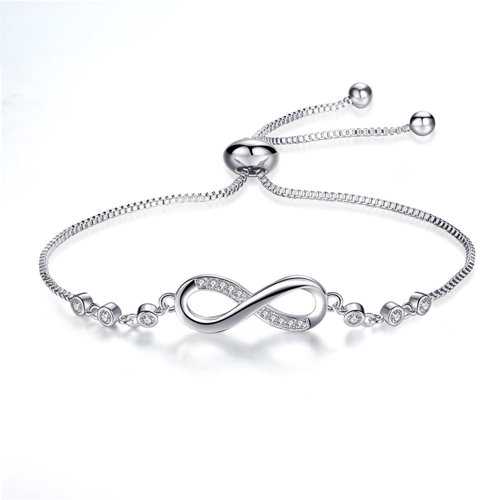 Silver Adjustable Bracelet with Infinity Symbol 