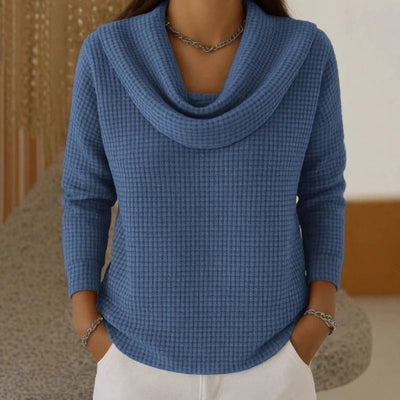 Amber™ | Cozy Waffle Knit with Elegant Cowl Neck