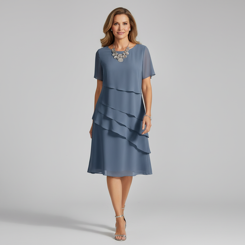 Arya - Robe en mousseline à coupe superposée