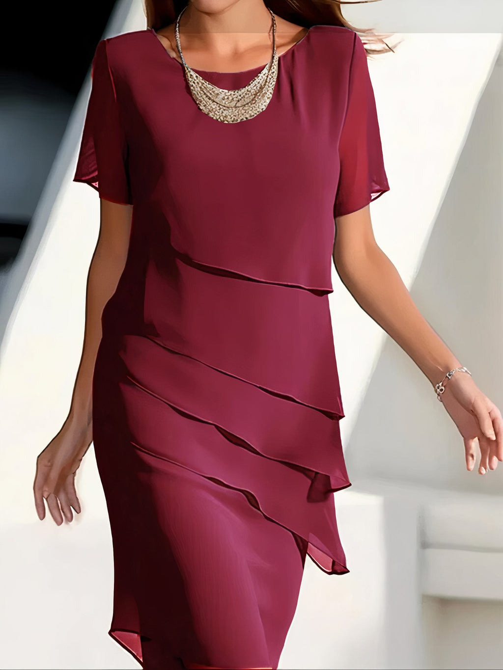 Arya - Chiffon dress with layered cut