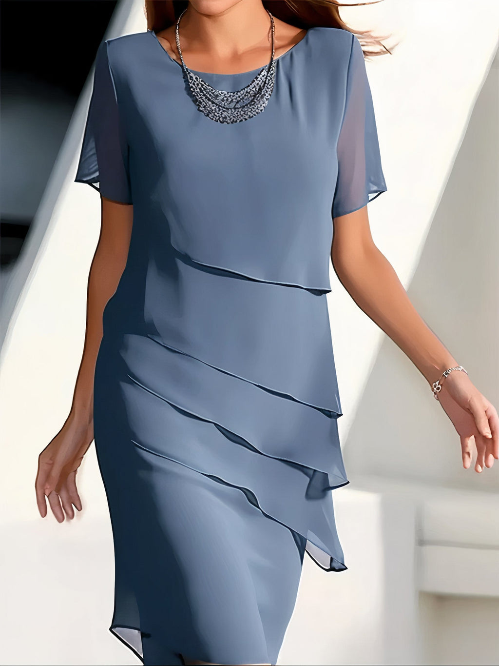 Arya - Chiffon dress with layered cut