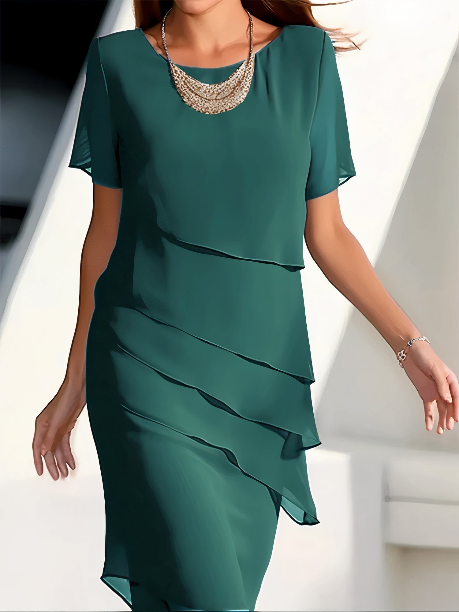 Arya - Chiffon dress with layered cut