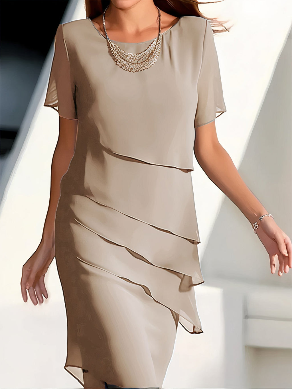 Arya - Chiffon dress with layered cut