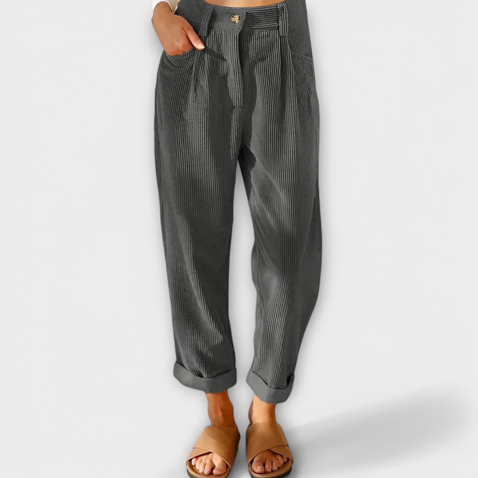 Jana - Pantalon en velours côtelé moderne