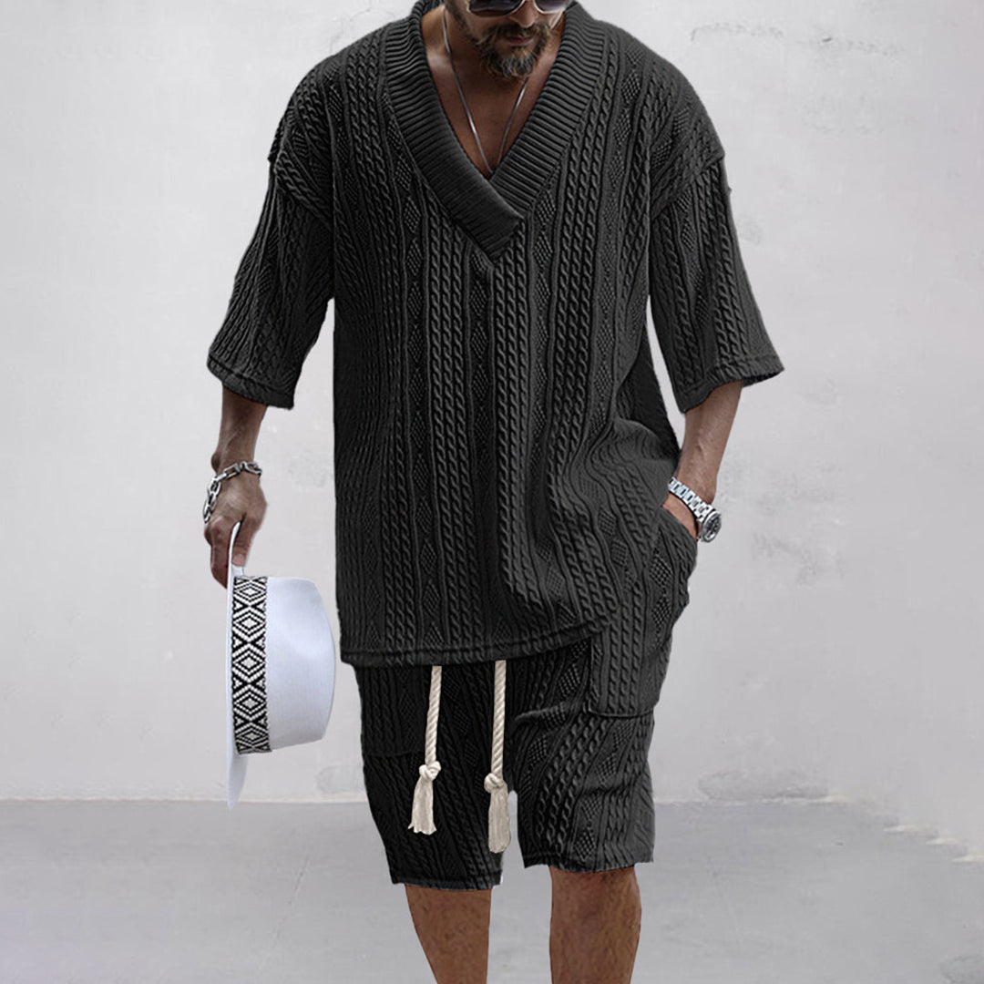NICOLÒ - Stijlvol gebreid shirt et shortet for de zomer