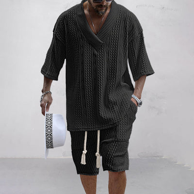 NICOLÒ - Stijlvol gebreid shirt en shortset voor de zomer
