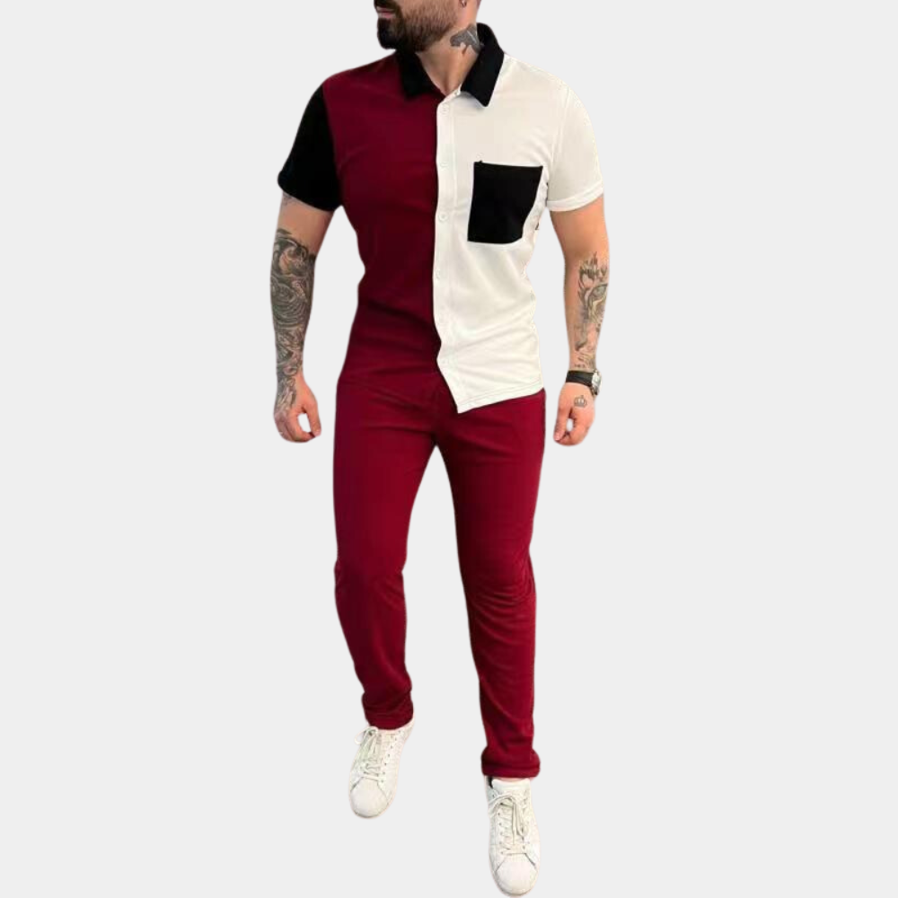 Jeter - Trendy color block ensemble en tweedelige pour hommes pour la maison