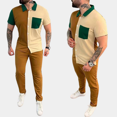 Jeter - Trendy color block heren tweedelige set voor de zomer