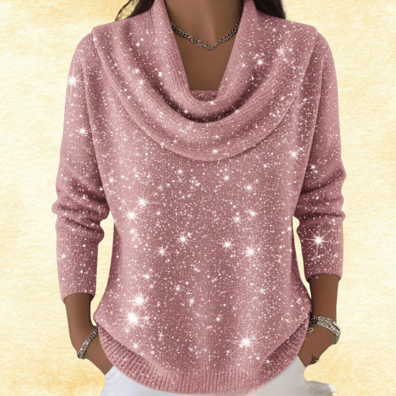 Camille™ - Zachte Glittertrui met Watervalhals 