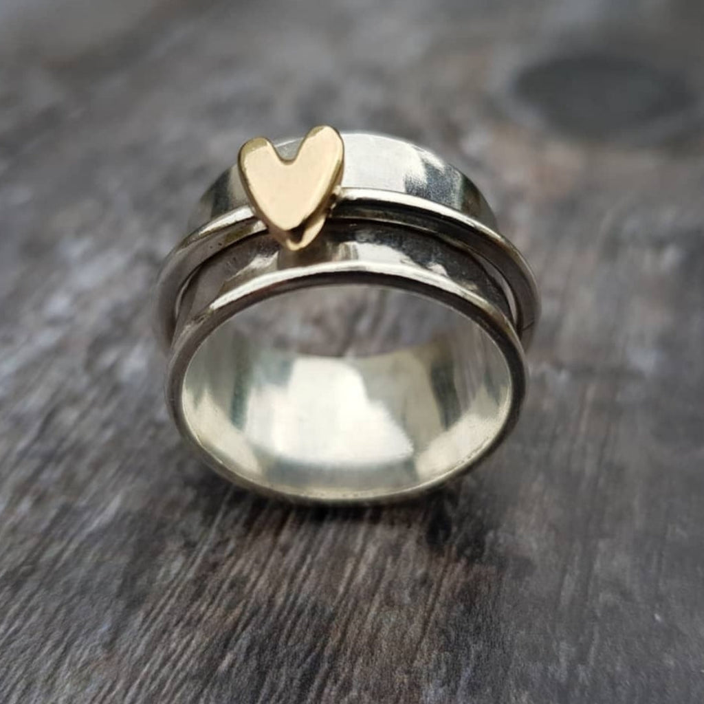 Mireia - Bague en argent avec cœur en or 