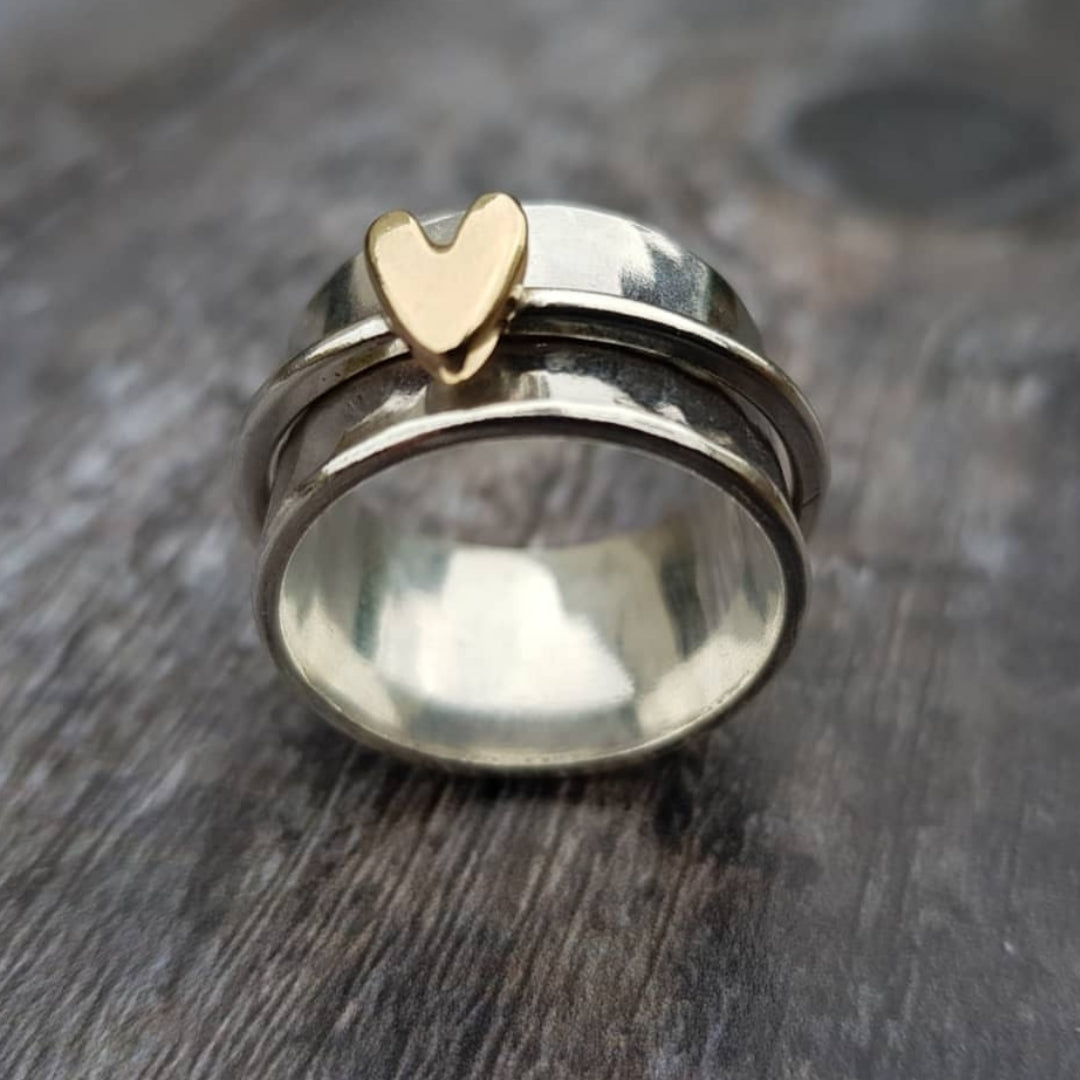 Mireia - Bague en argent avec cœur en or 