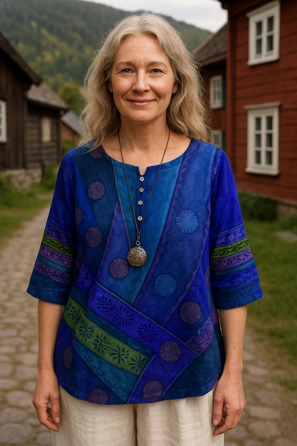 Greta™ | Comfortable and colorful blouse with half-length sleeves