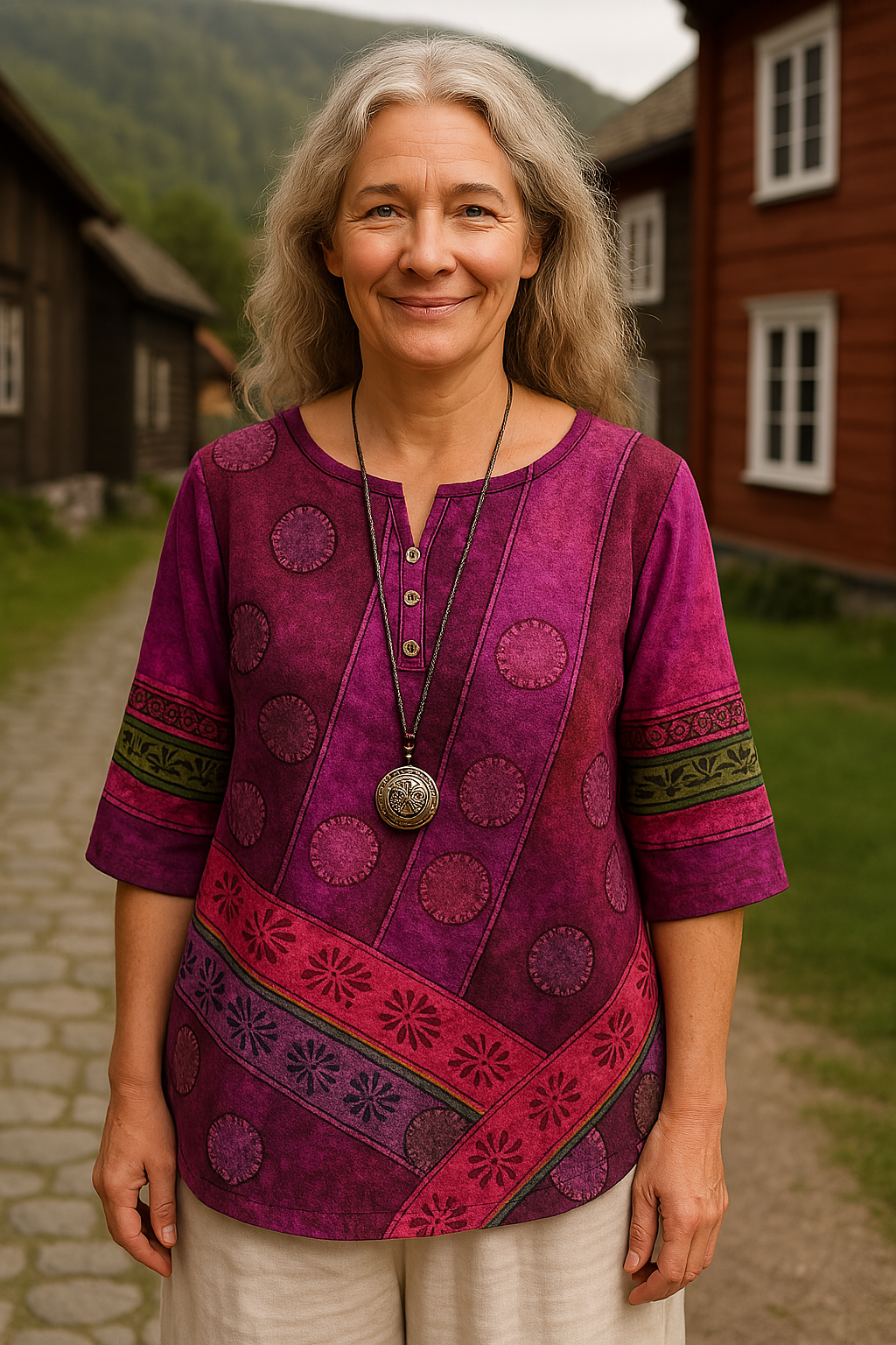 Greta™ | Comfortable and colorful blouse with half-length sleeves