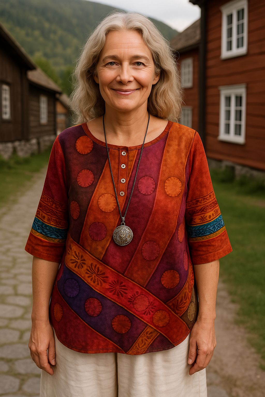 Greta™ | Comfortable and colorful blouse with half-length sleeves