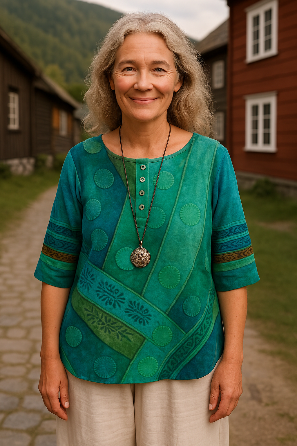 Greta™ | Comfortable and colorful blouse with half-length sleeves