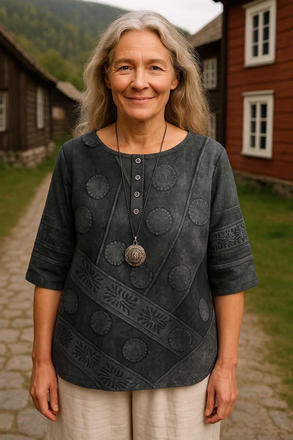 Greta™ | Comfortable and colorful blouse with half-length sleeves