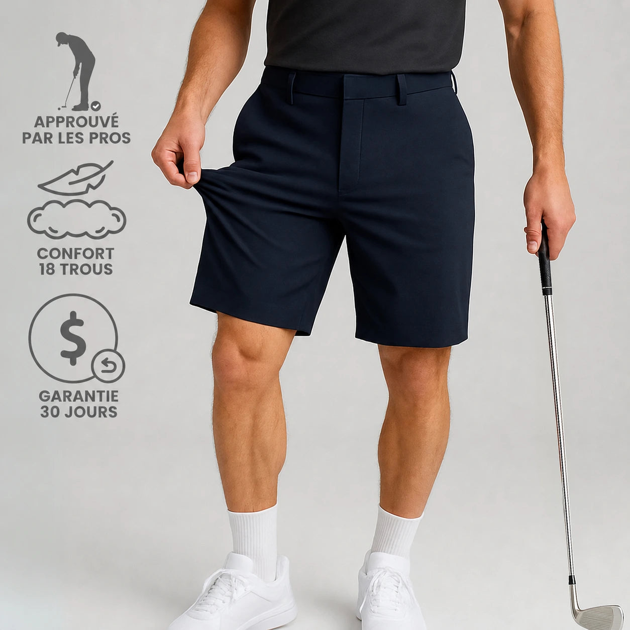 Short de Golf Pro — Stretch & Respirant