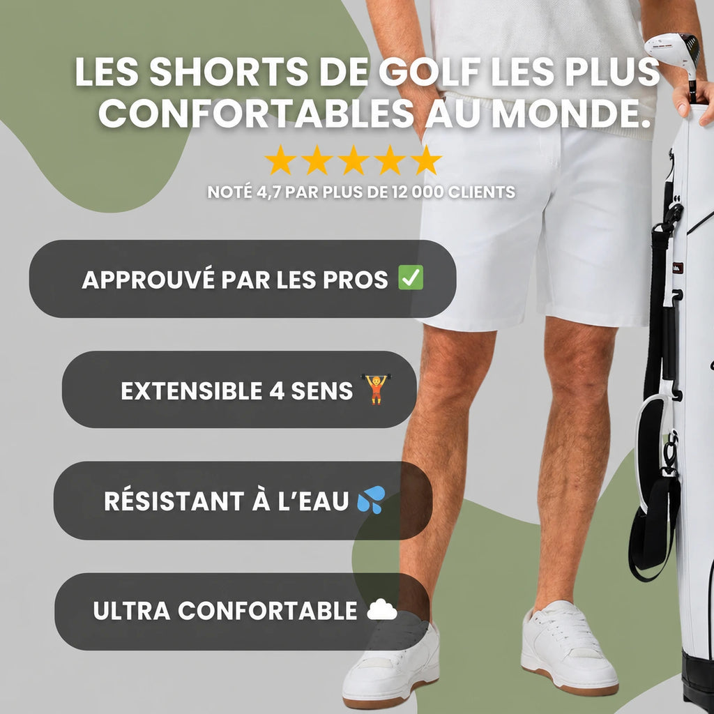Short de Golf Pro — Stretch & Respirant