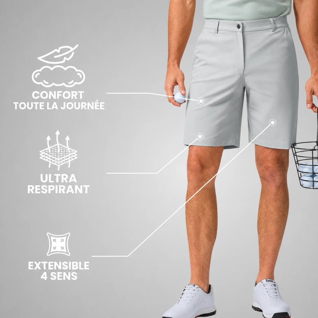 Short de Golf Pro — Stretch & Respirant