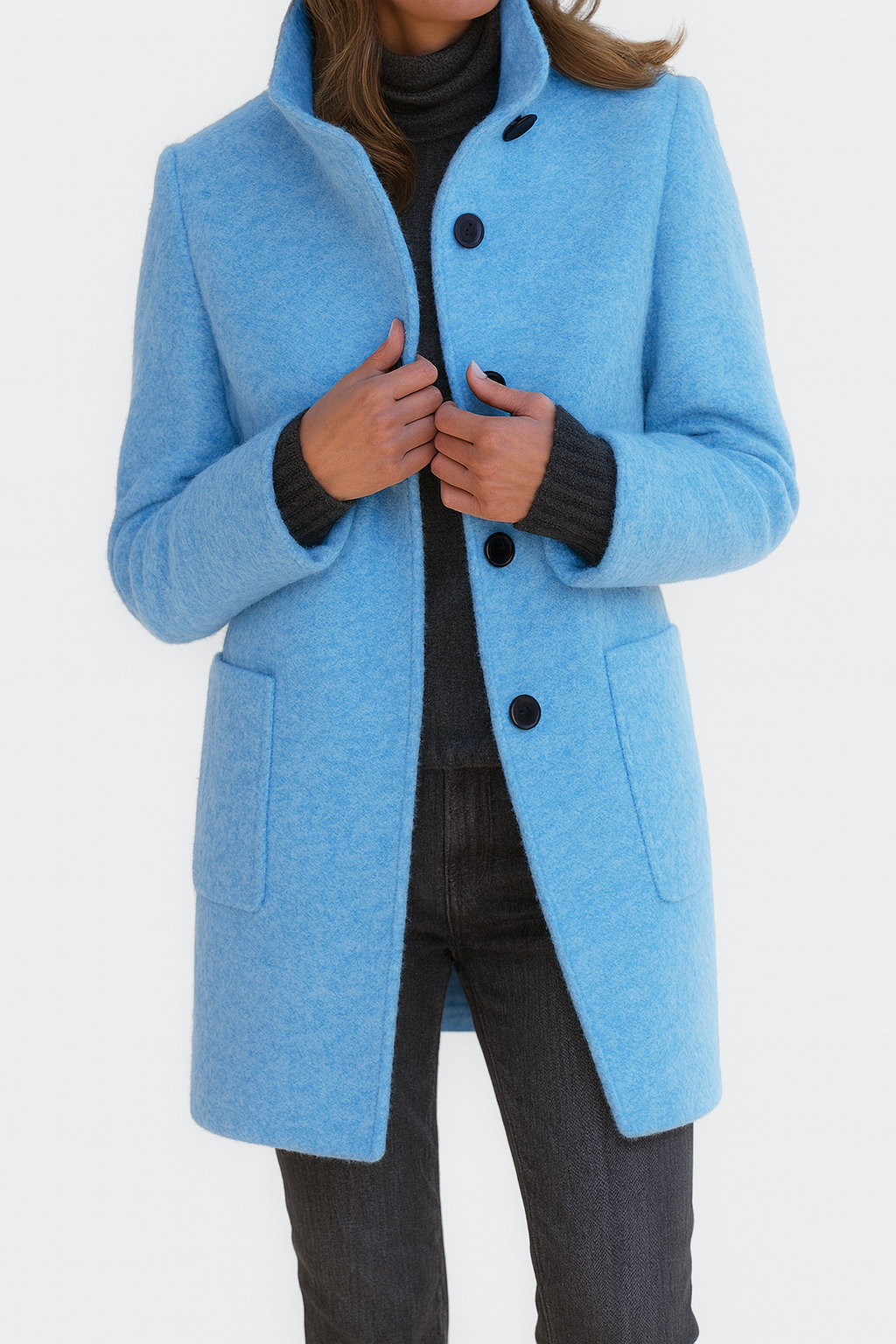 LYDIA | Jacket with a high collar made of mixed wełny 