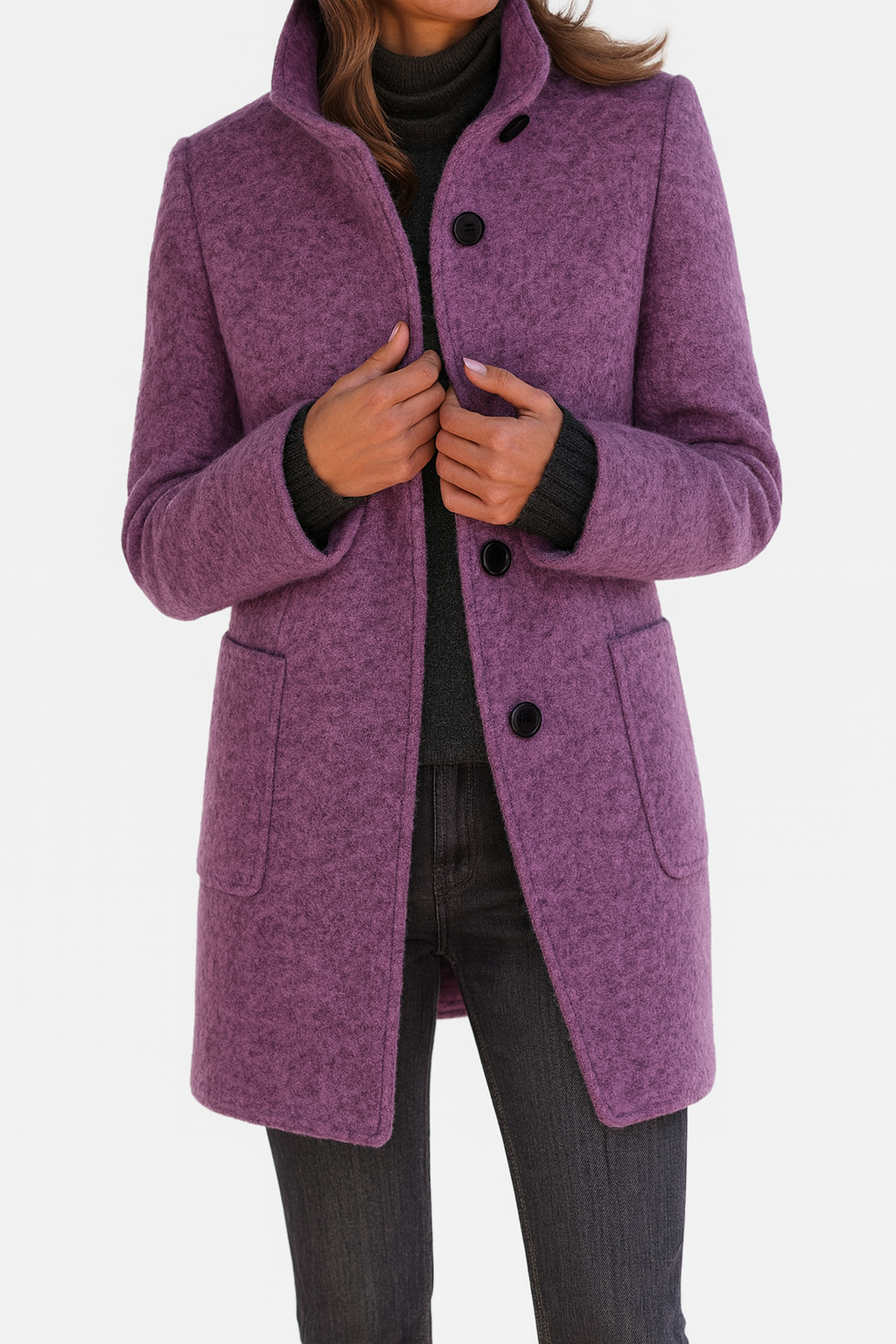 LYDIA | Jacket with a high collar made of mixed wełny 