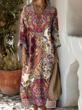 Robe en coton à imprimé floral vintage pour femme