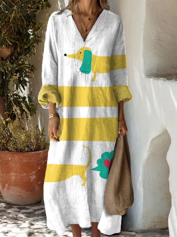 Robe pour femme à imprimé vintage teckel