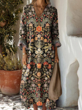 Robe en coton à imprimé floral vintage pour femme