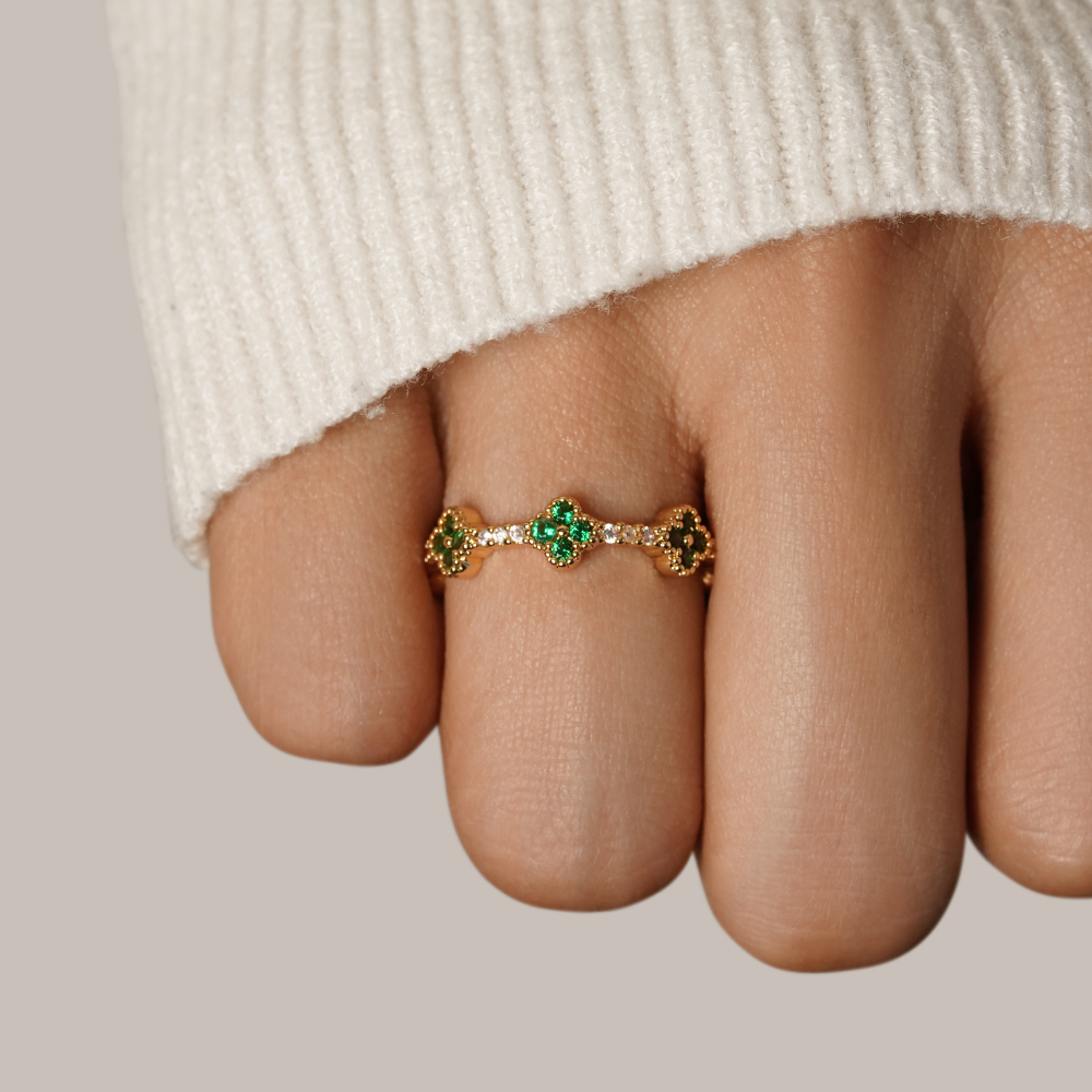 Marisol - Bague en cristal en forme de trèfle