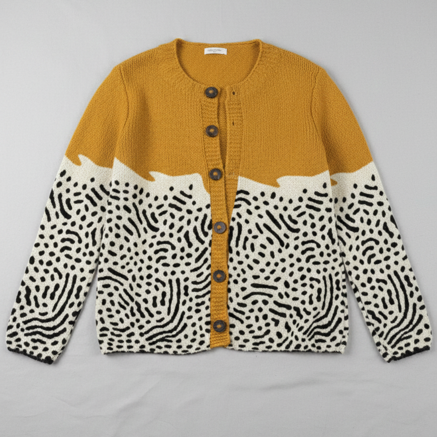 Martha | Gilet boutonné jaune et blanc