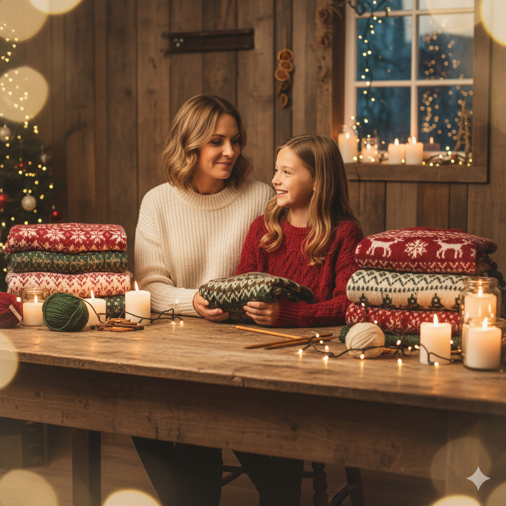 Nora | Christmas Sweater with Patchwork Print 