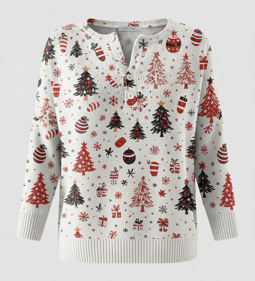 Natalia™ | Christmas sweater with buttons and feminine charm