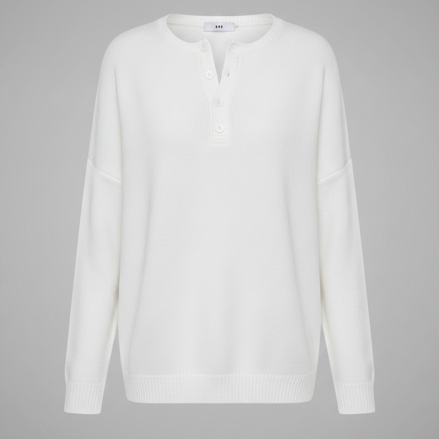 Île | Pull en maille douce avec encolure boutonnée discrète