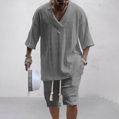 NICOLÒ - Stijlvol gebreid shirt en shortset voor de zomer