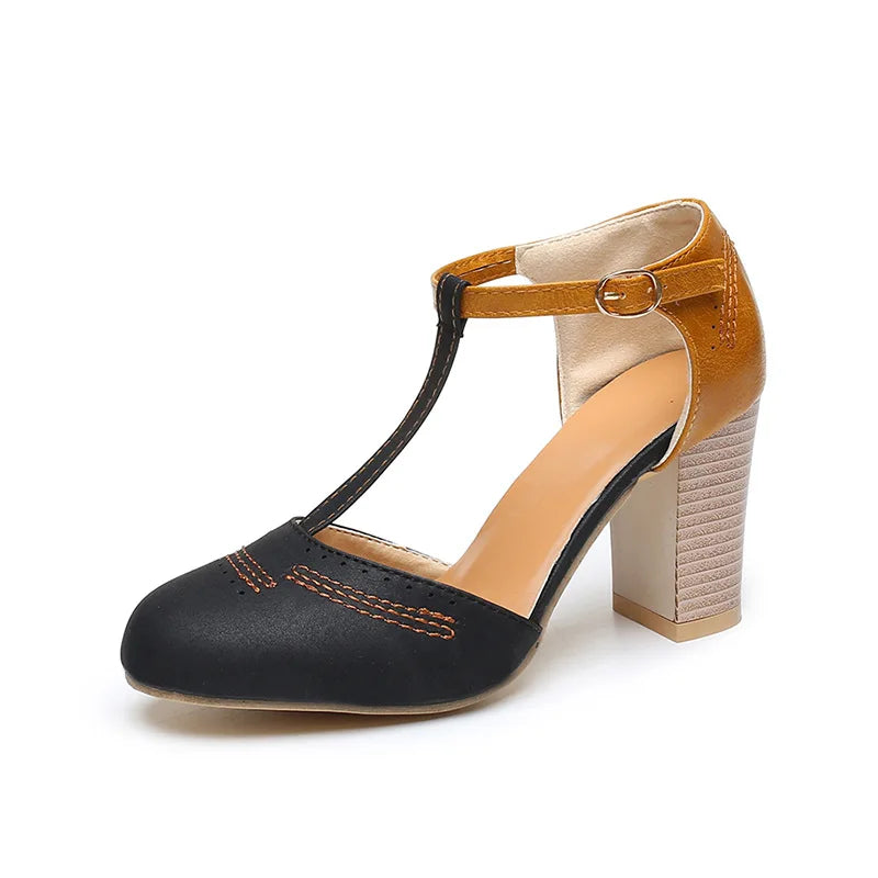 ALICIA™ | High retro heels with T-strap for timeless style