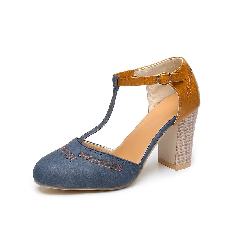 ALICIA™ | Vysoké retro podpatky s T-páskem pro nadčasový styl