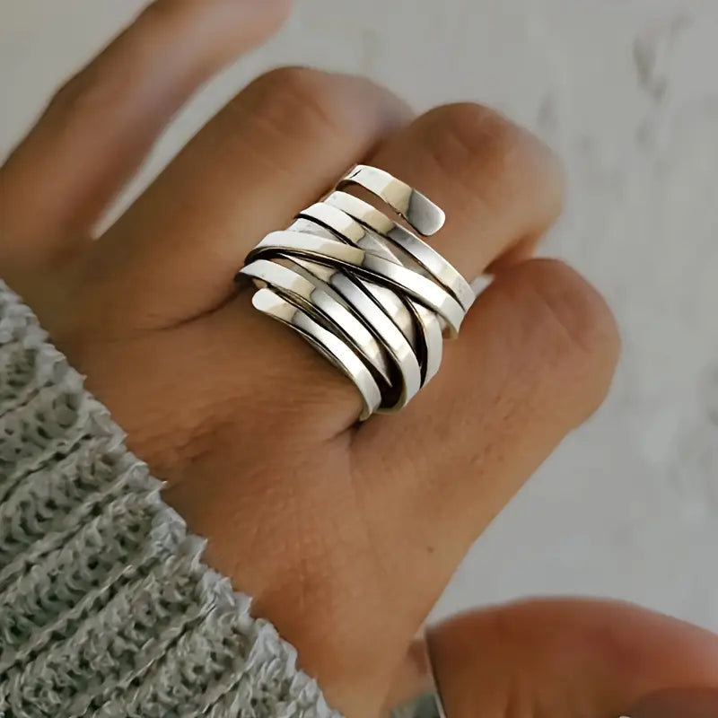 Lourdes - Bague vintage en argent épais 