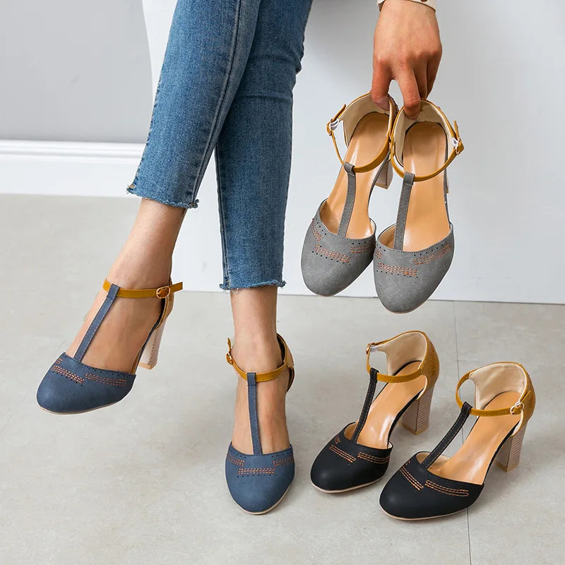 ALICIA™ | High retro heels with T-strap for timeless style