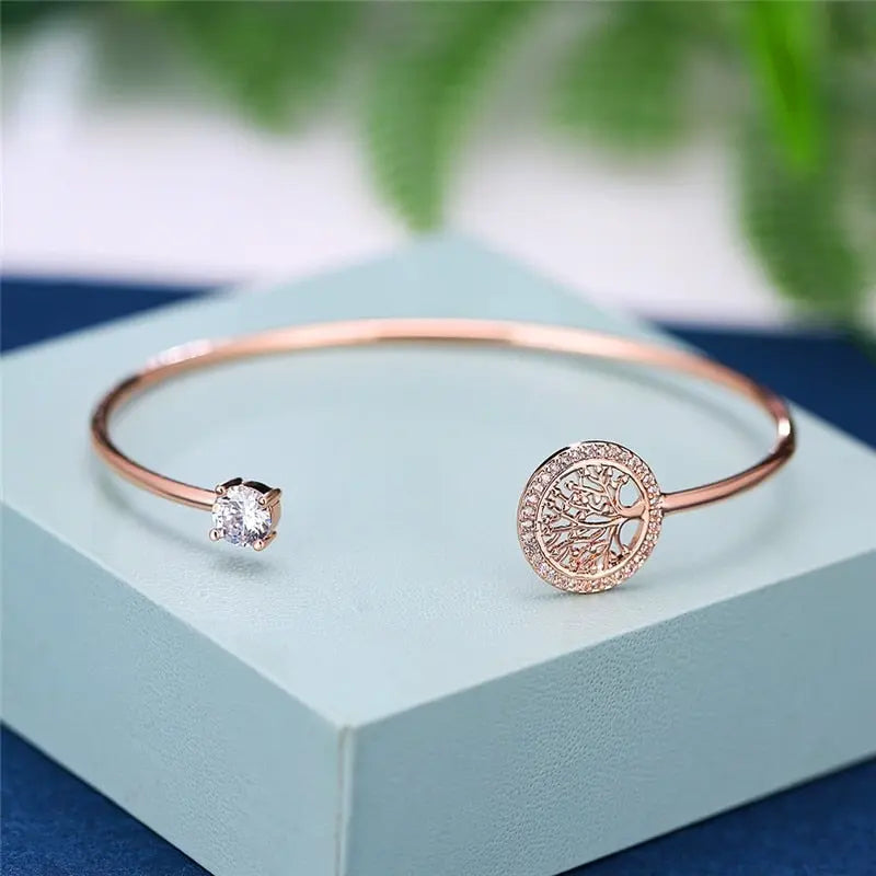 Adjustable Bracelet with Tree of Life Design 