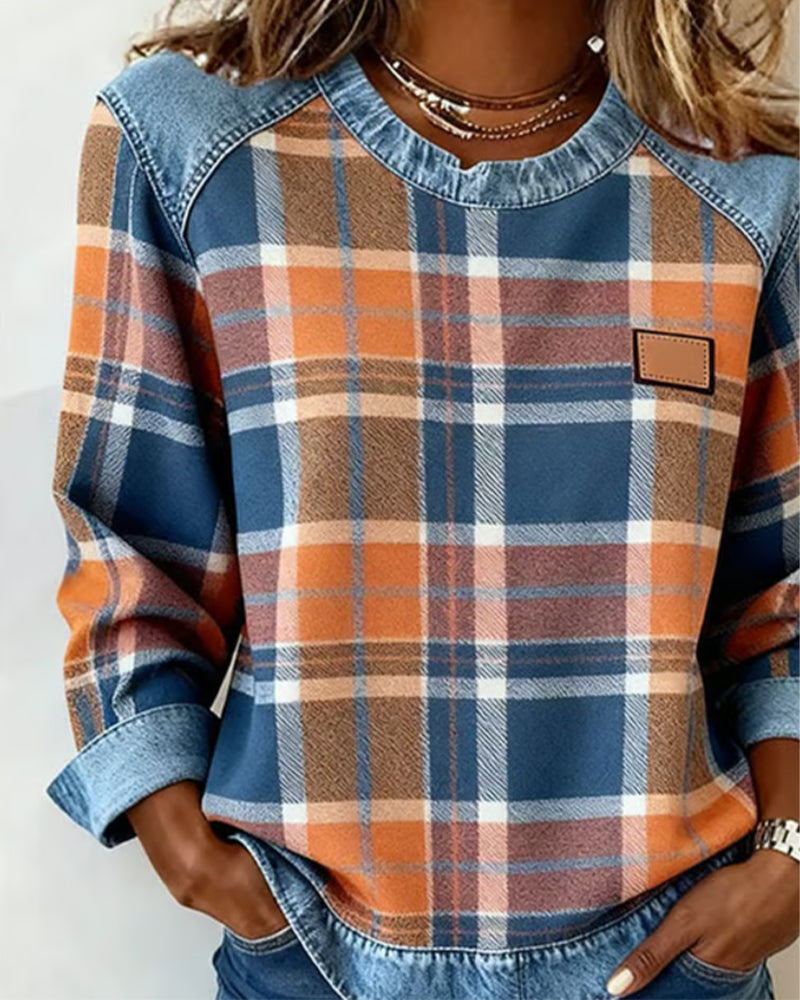 Ivy | Sweat-shirt à patchwork à carreaux