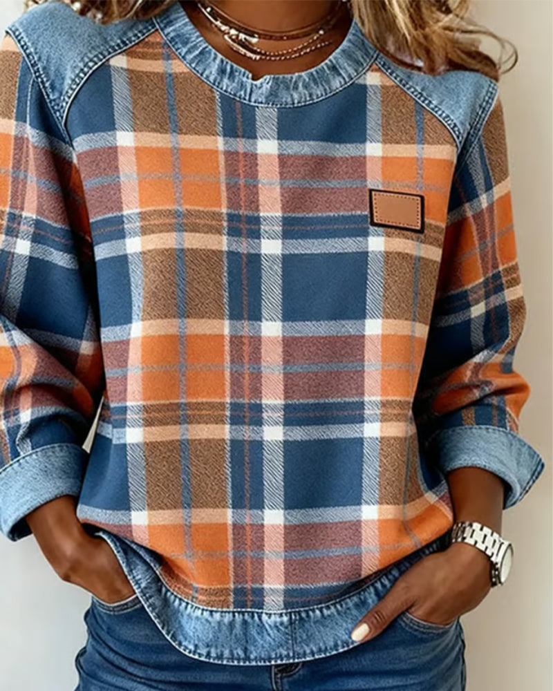 Ivy | Sweat-shirt à patchwork à carreaux