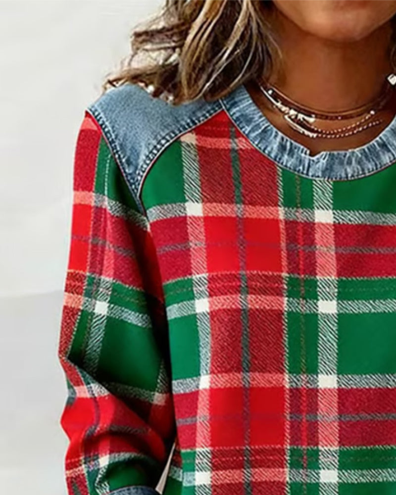 Ivy | Sweat-shirt à patchwork à carreaux