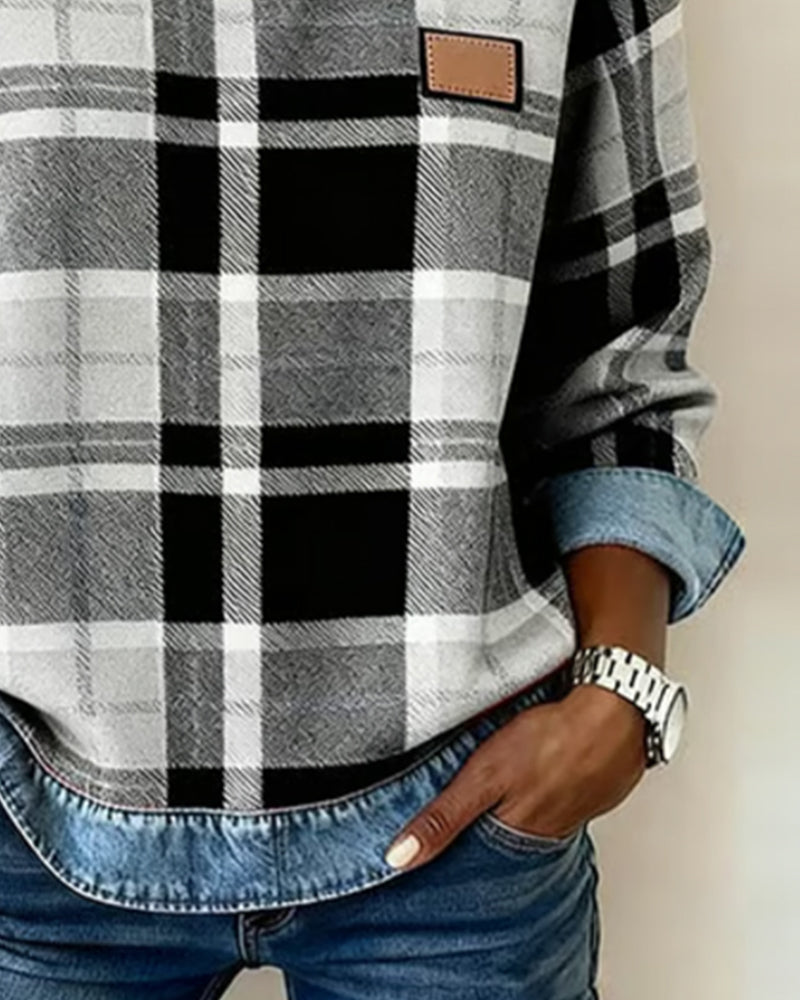 Ivy | Sweat-shirt à patchwork à carreaux