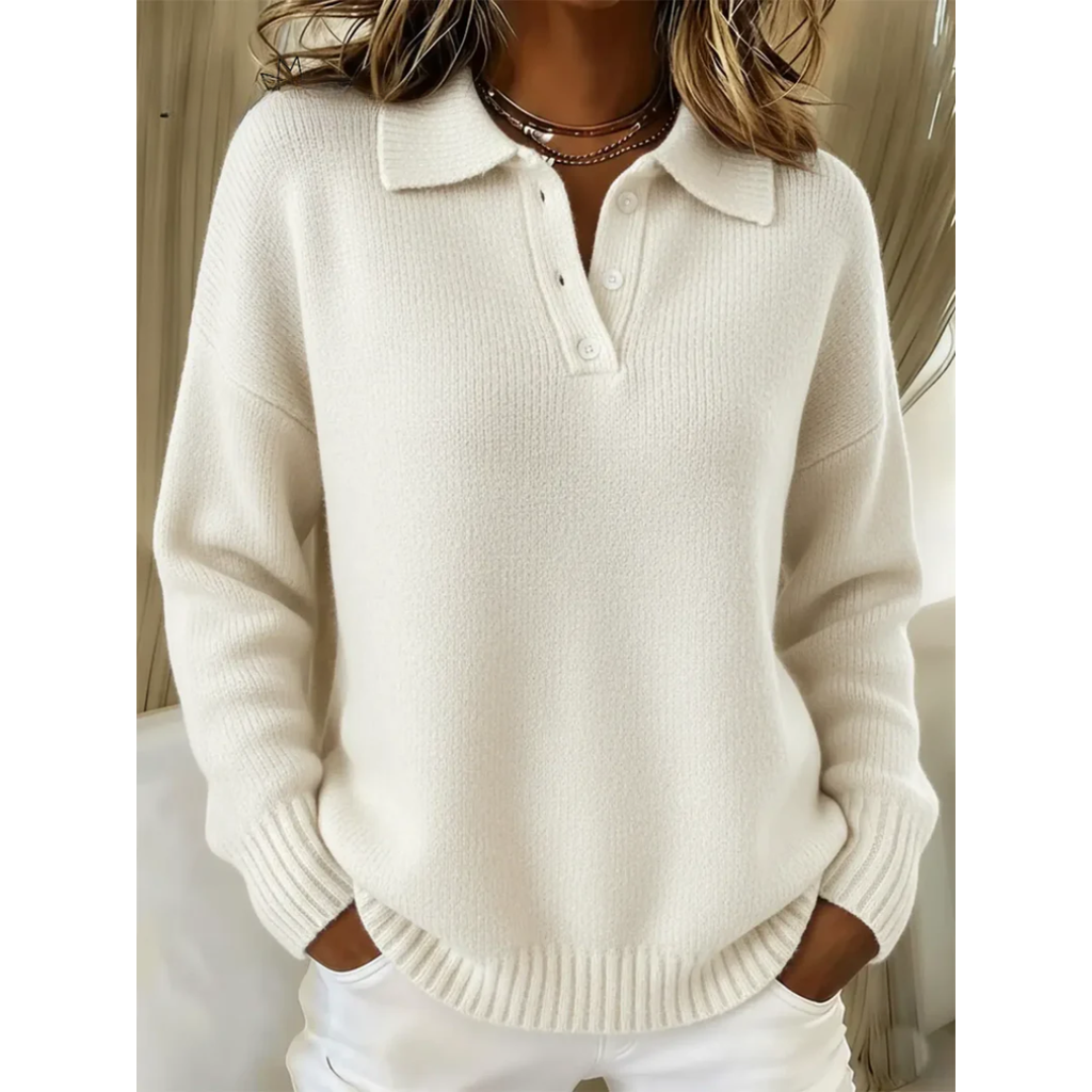 Juliette | Pull polo en maille douce