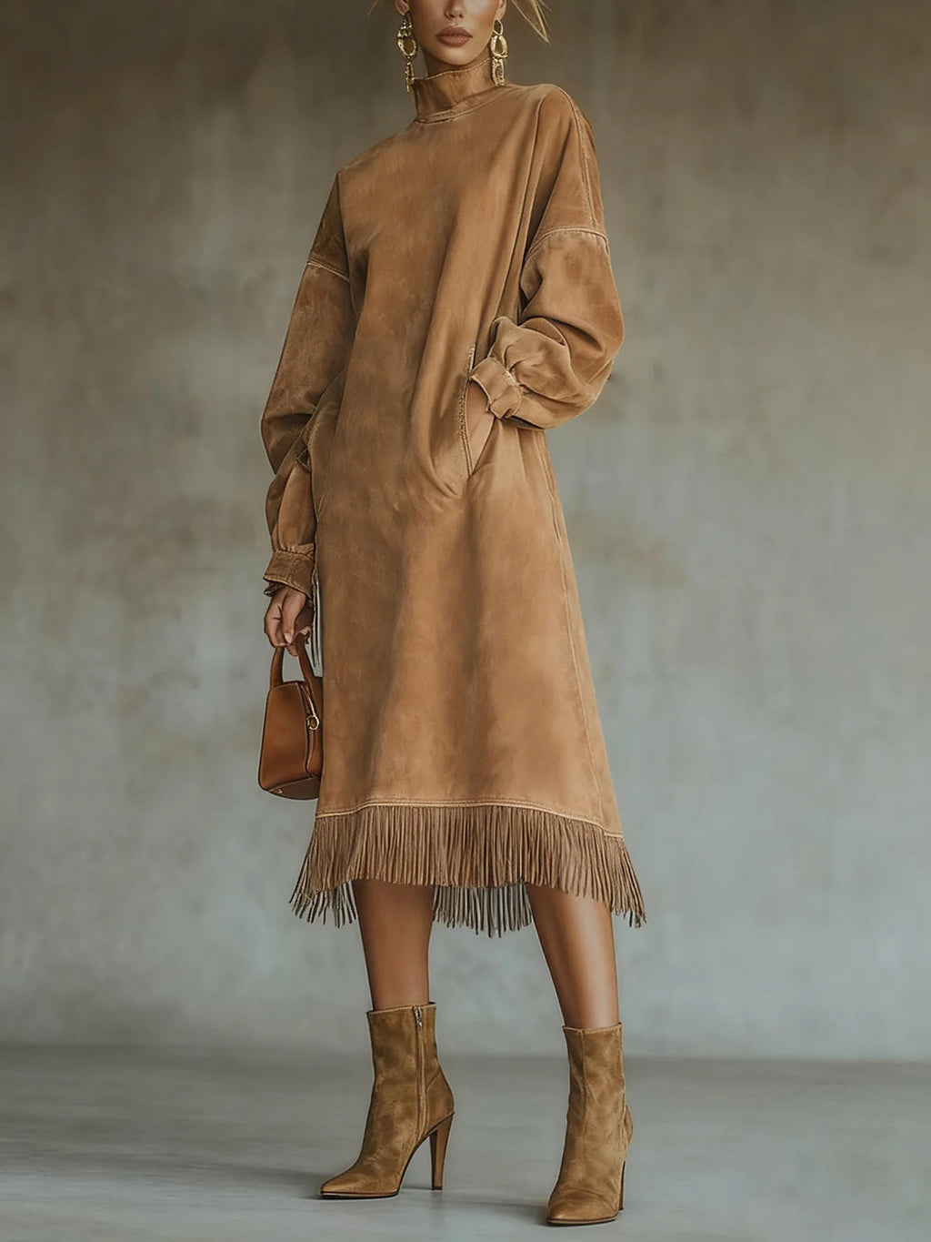 Aurora | Robe à franges en daim